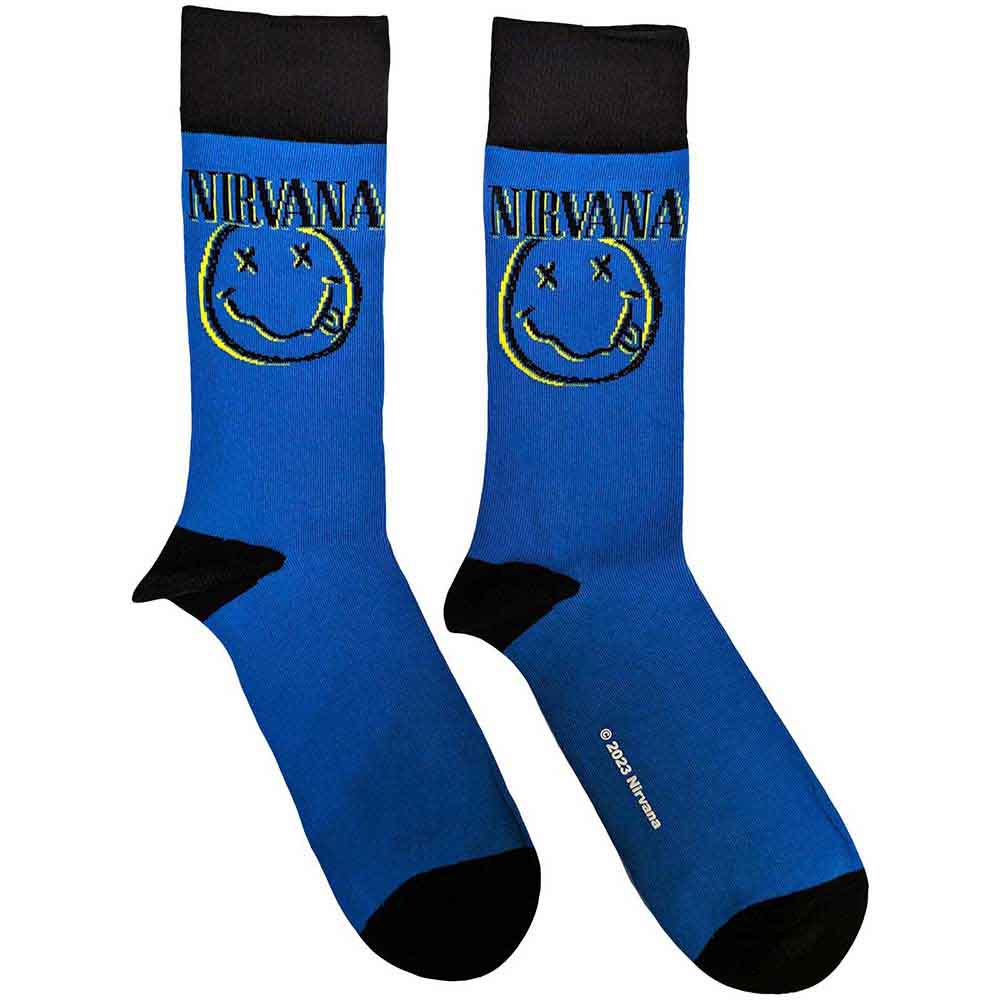 Ponožky Nirvana - Inverse Happy Face, Unisex,Modrá,UK 7 - 11
