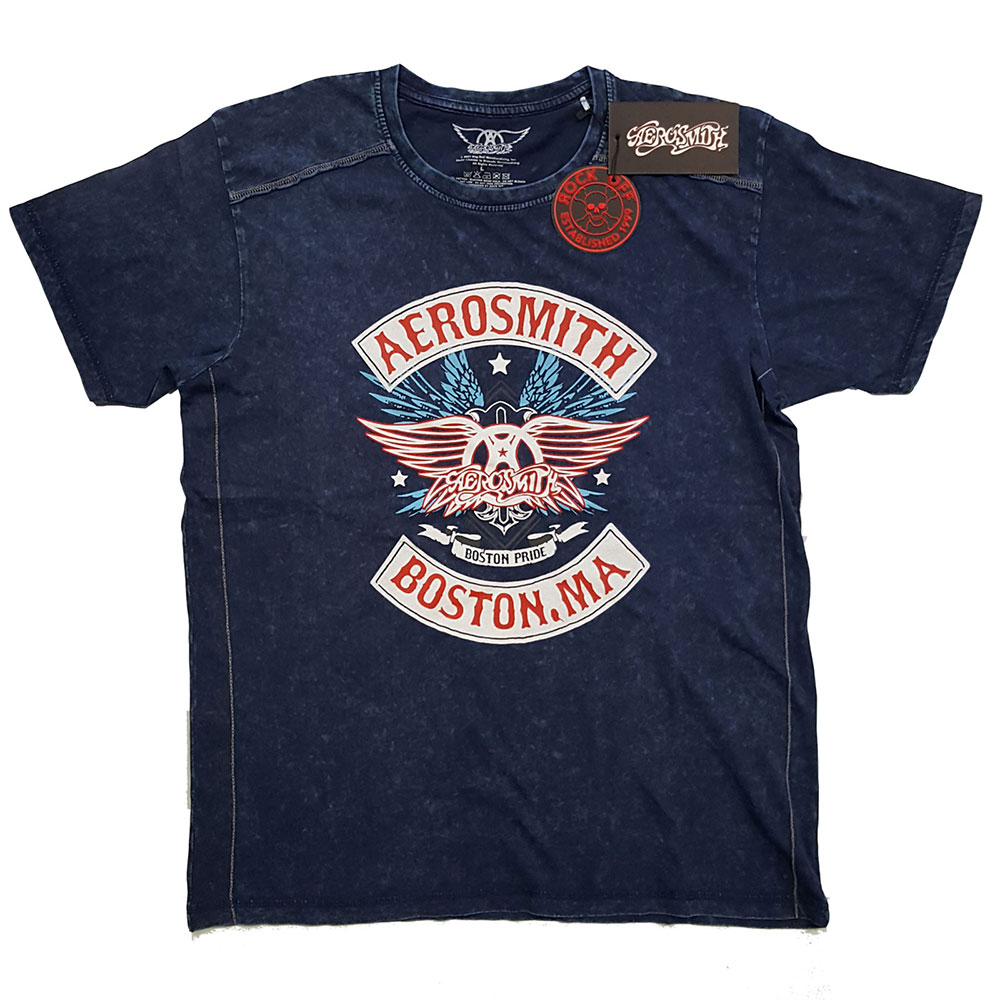 Tričko Aerosmith - Boston Pride, Unisex,Modrá,L