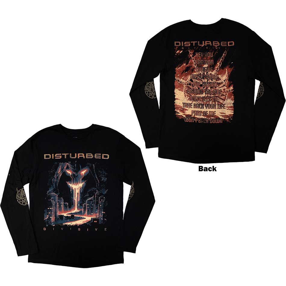 Tričko s dlhým rukávom DISTURBED - European Tour '23 Divisive, Unisex,Čierna,XXL