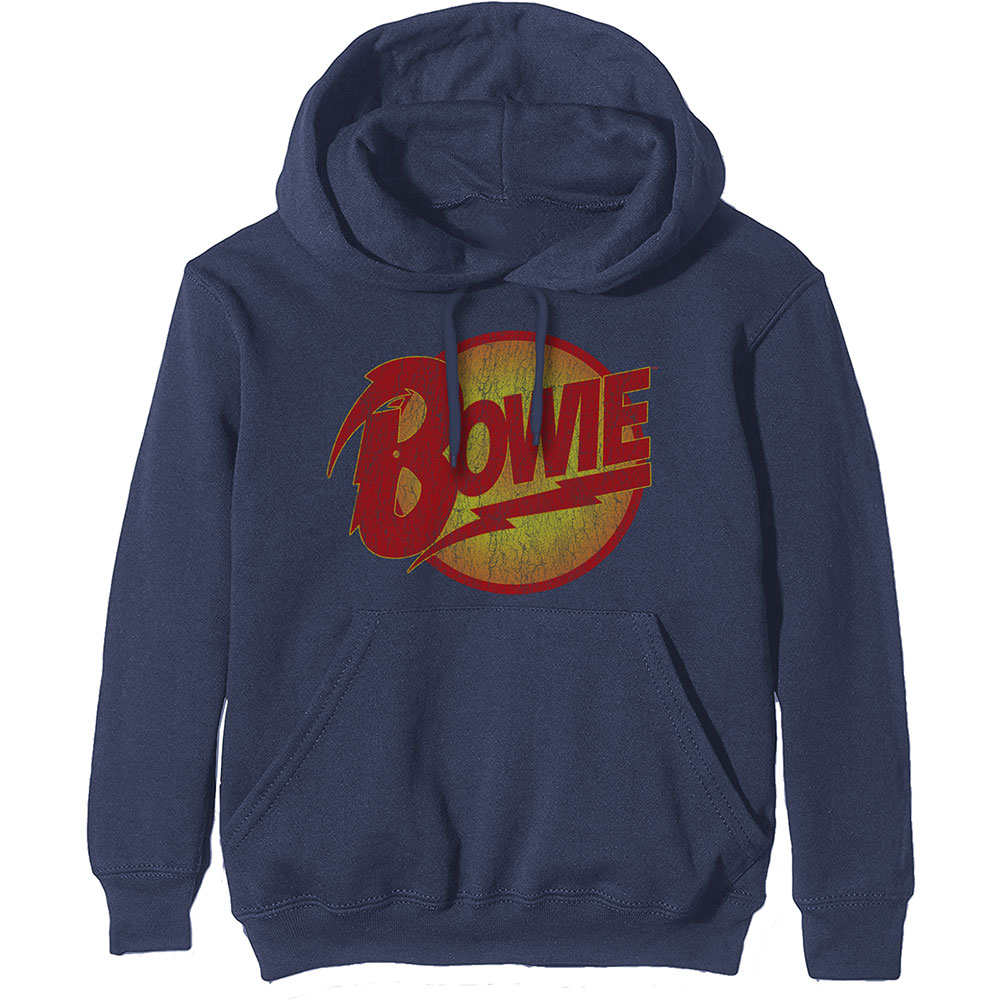 Mikina David Bowie - Vintage Diamond Dogs Logo, Unisex,Modrá,XXL