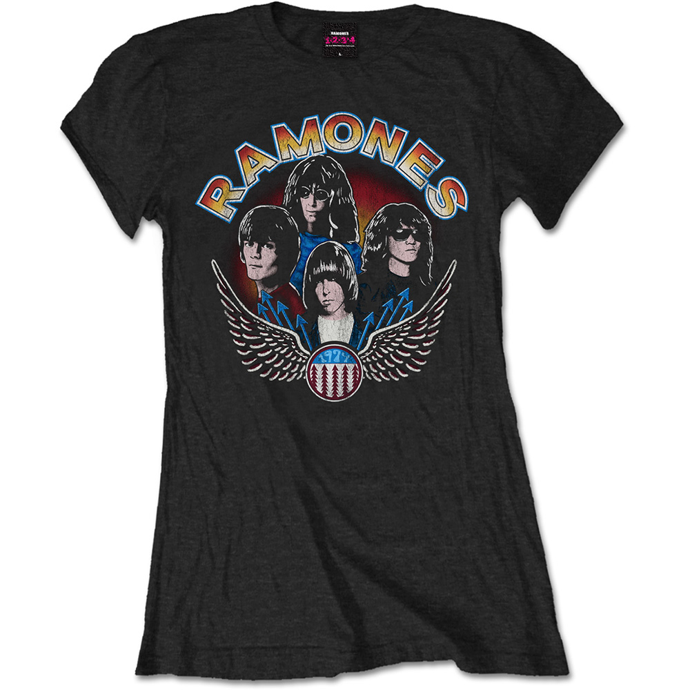 Tričko Ramones - Vintage Wings Photo, Žena,Čierna,XL