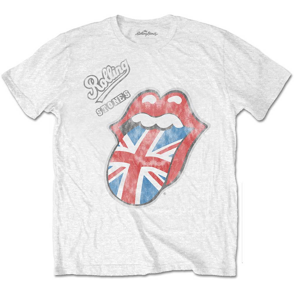 Tričko The Rolling Stones - Vintage British Tongue, Unisex,Biela,XL