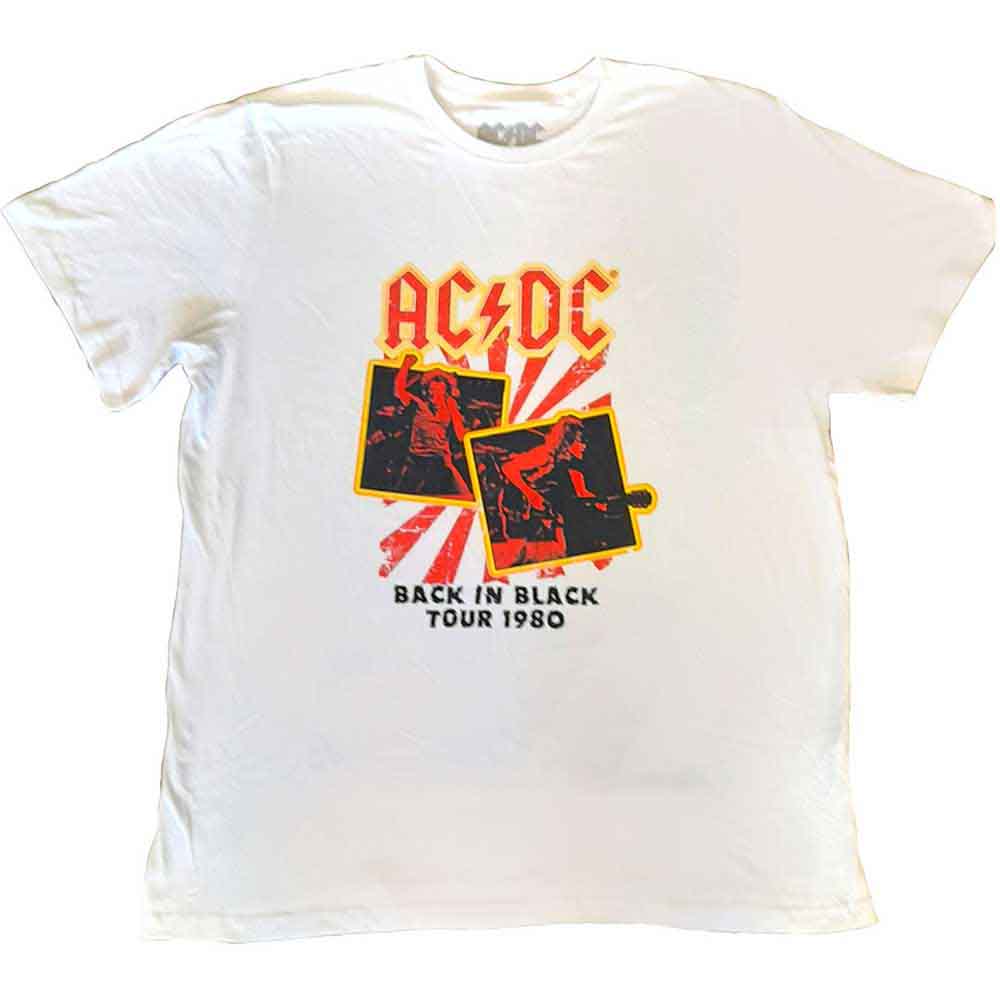 Tričko AC/DC - Back in Black Tour 1980, Unisex,Biela,5XL