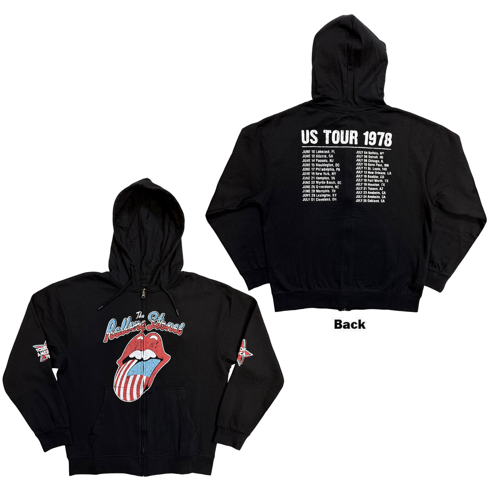 Mikina na zips The Rolling Stones - Us Tour '78, Unisex,Čierna,XXL