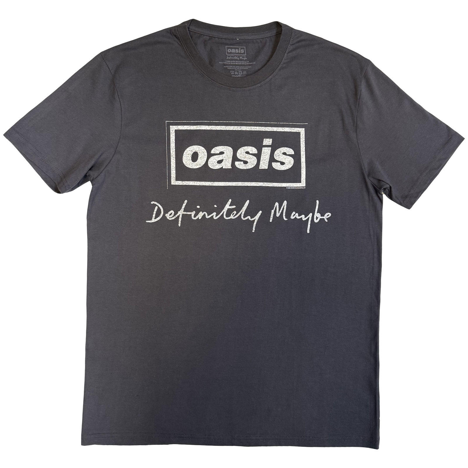 Tričko Oasis - Definitely Maybe Distressed Text Logo, Unisex,Šedá,XXL