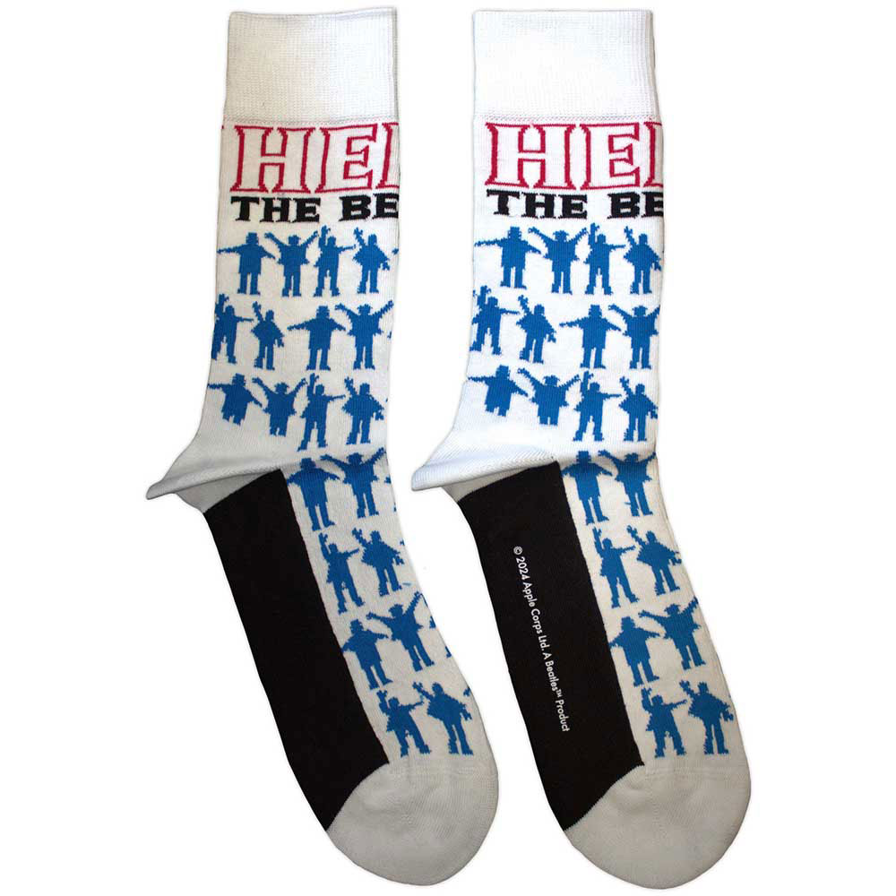 Ponožky The Beatles - Help Silhouettes Repeat, Unisex,Biela,UK 4 - 7