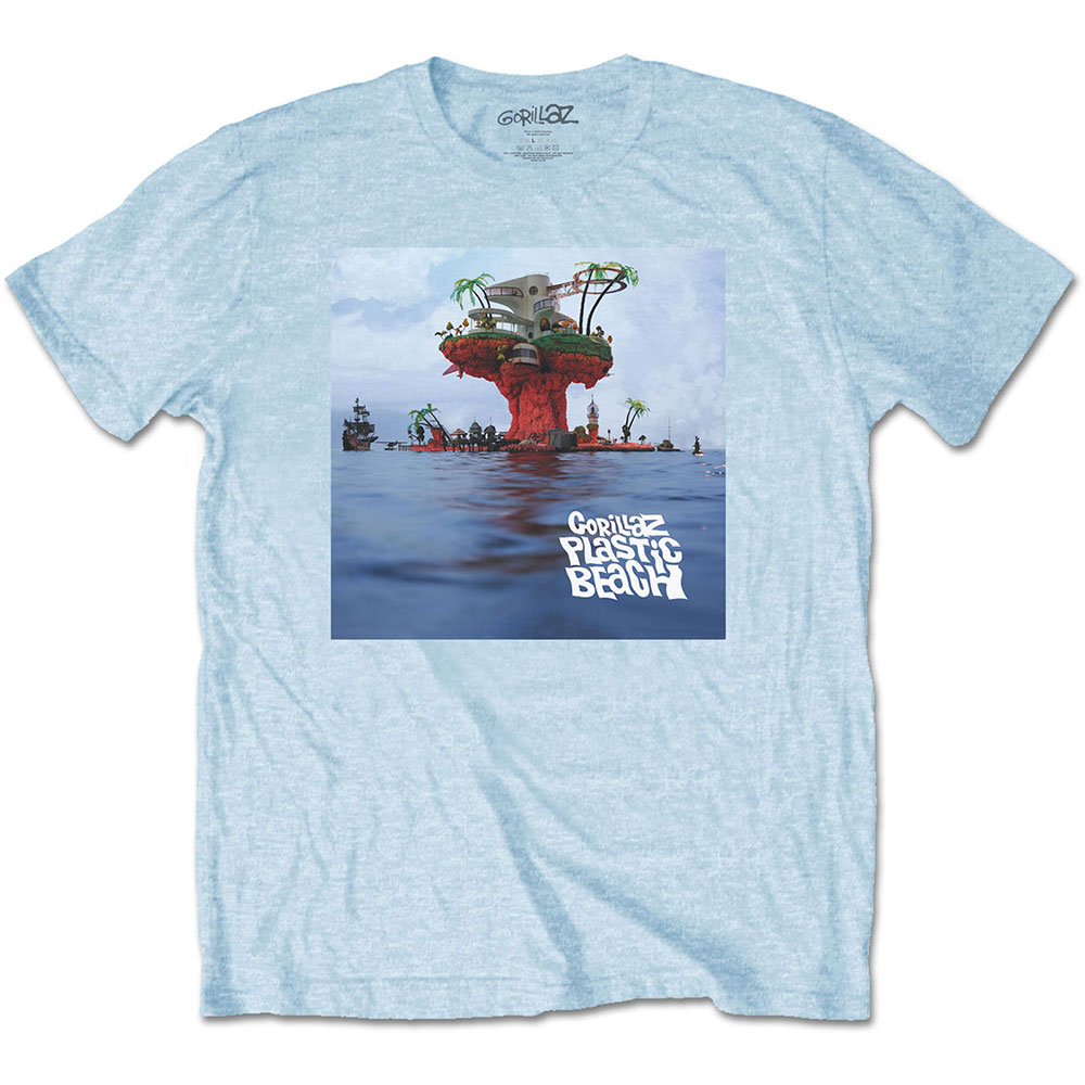 Tričko Gorillaz - Plastic Beach, Unisex,Modrá,XXL