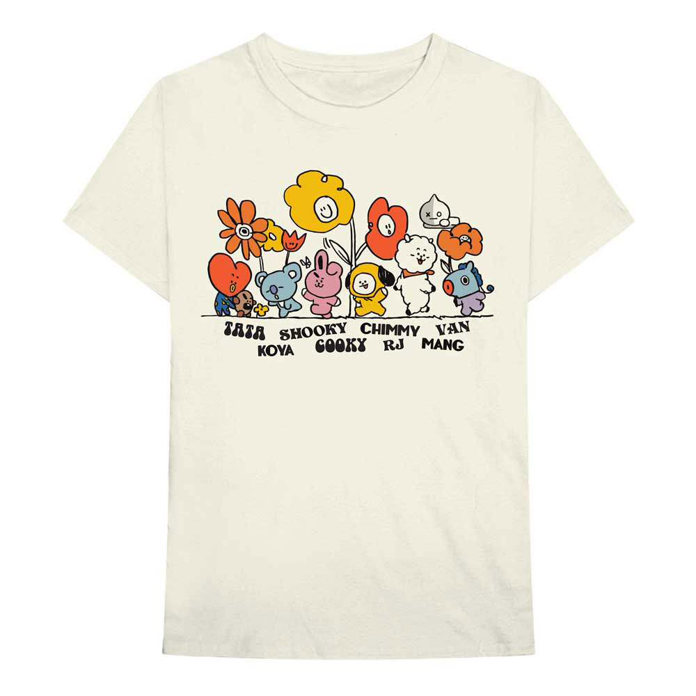 Tričko BTS - Hippie Flowers, Unisex,Natural,XXL