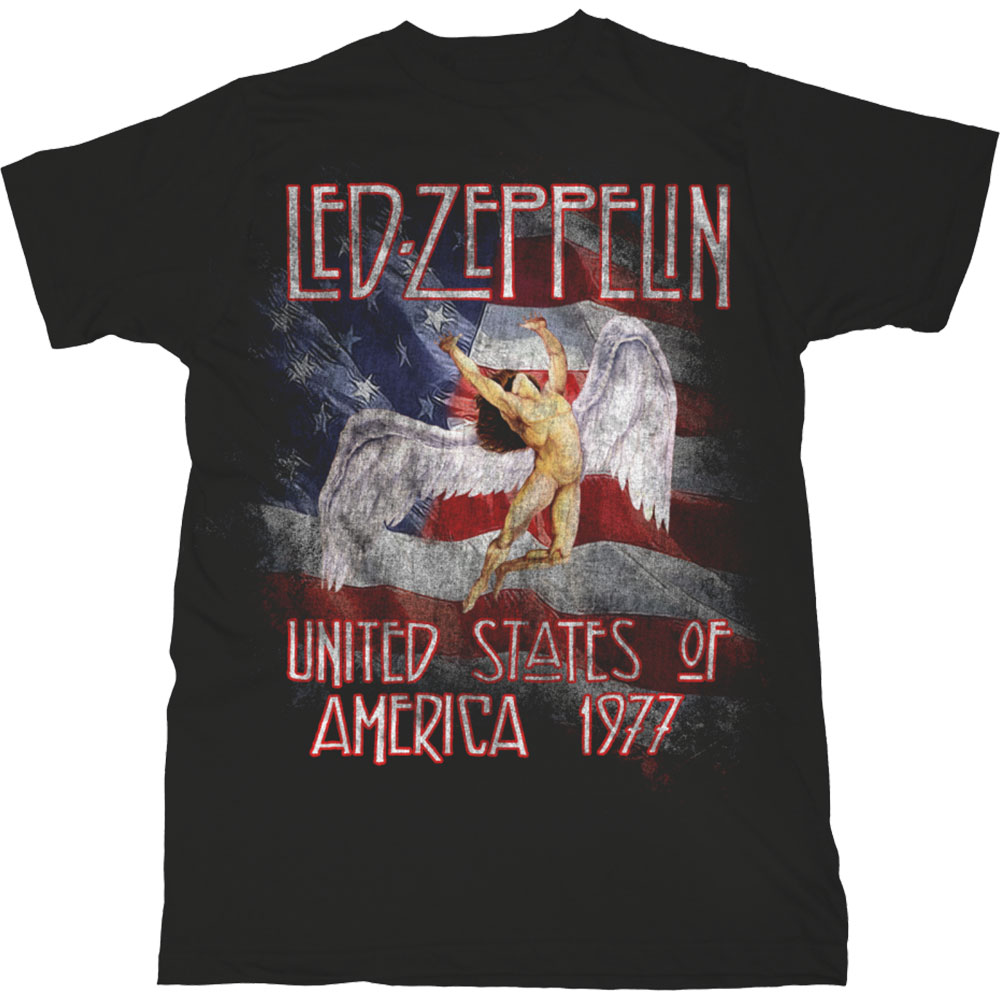 Tričko Led Zeppelin - Stars N' Stripes USA '77., Unisex,Čierna,XXL