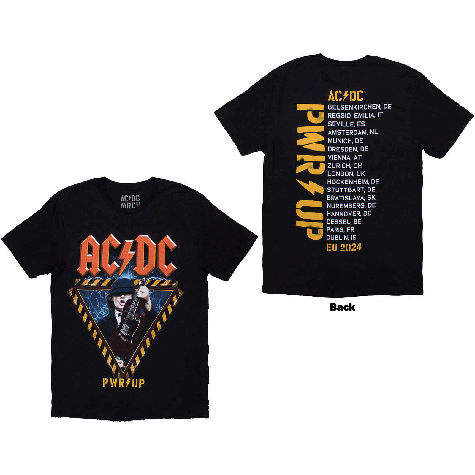 Tričko AC/DC - Angus Triangle PWR-UP EU Tour '27, Unisex,Čierna,3XL