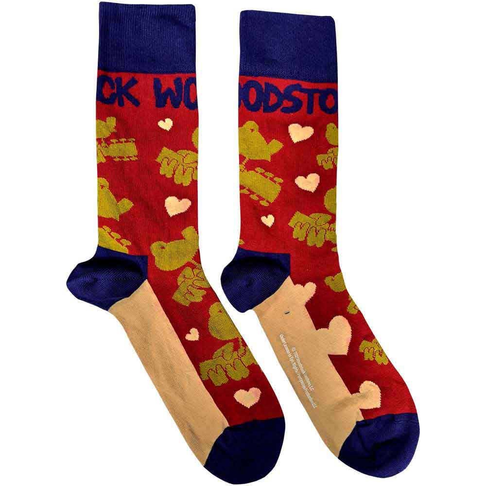 Ponožky Woodstock - Birds & Hearts, Unisex,Červená,UK 7 - 11