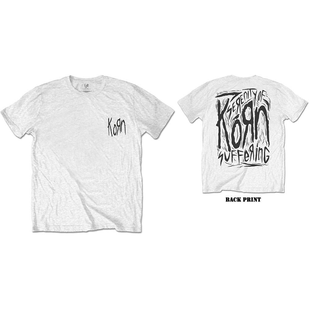 Tričko Korn - Scratched Type, Unisex,Biela,XXL