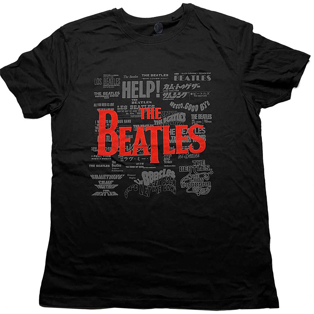Tričko The Beatles - Titles & Logos, Unisex,Čierna,XXL