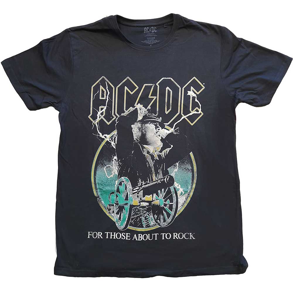 Tričko AC/DC - For Those About To Rock Yellow Outlines, Unisex,Čierna,L