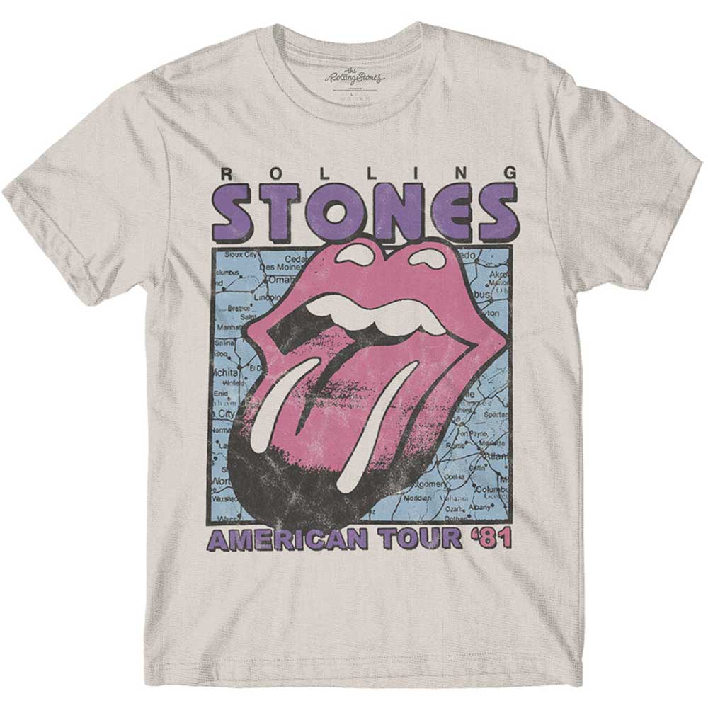 Tričko The Rolling Stones - American Tour Map, Unisex,Natural,XXL