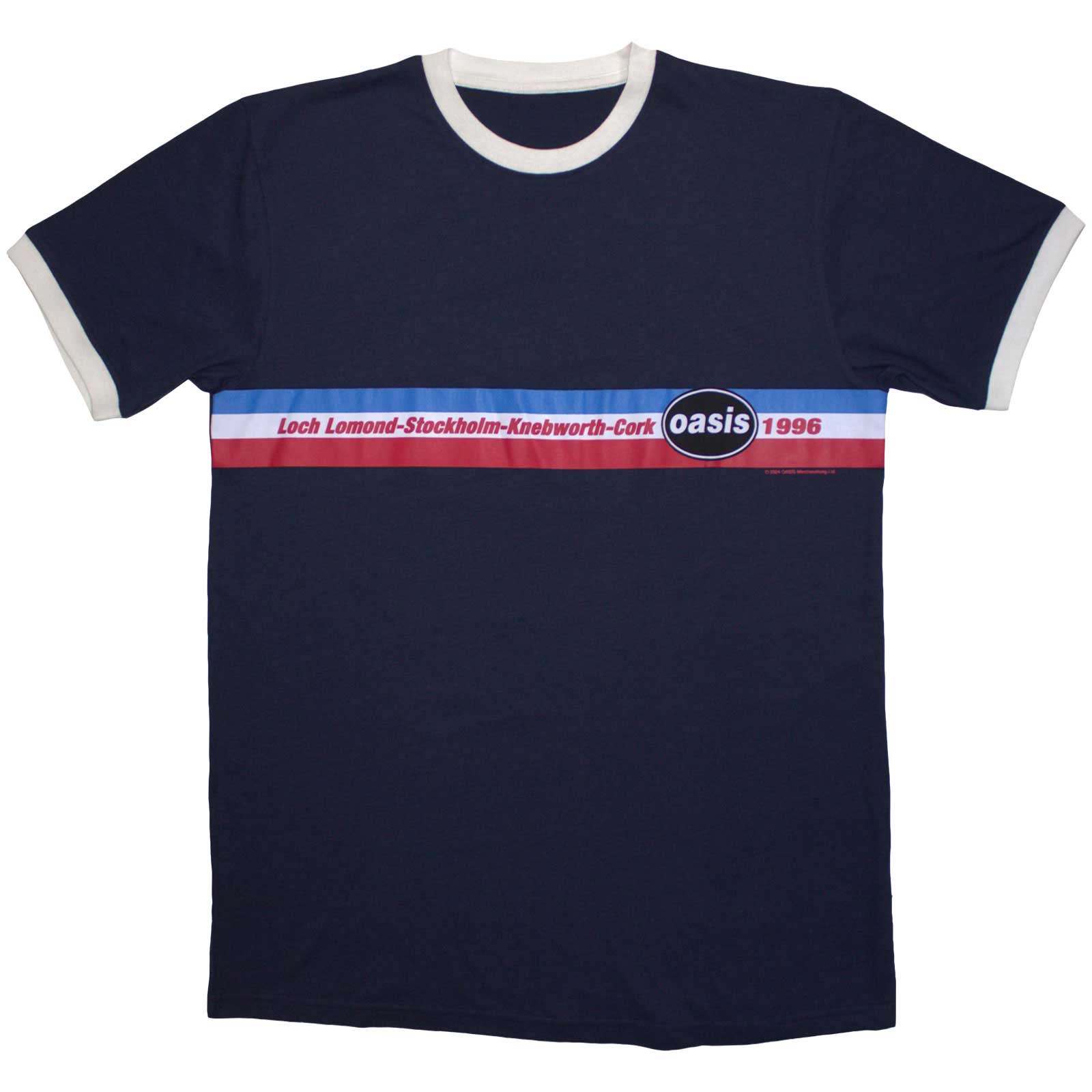 Tričko Oasis - 1996 Tour Horizontal Stripes, Unisex,Modrá,XXL