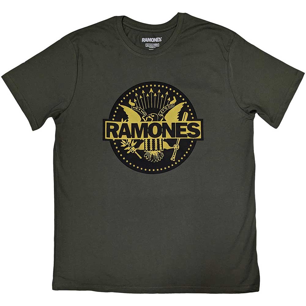 Tričko Ramones - Gold Seal, Unisex,Zelená,XXL