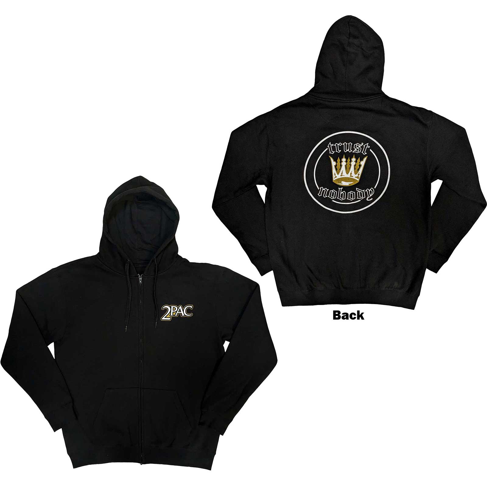 Mikina na zips 2Pac - Crown Seal, Unisex,Čierna,XXL