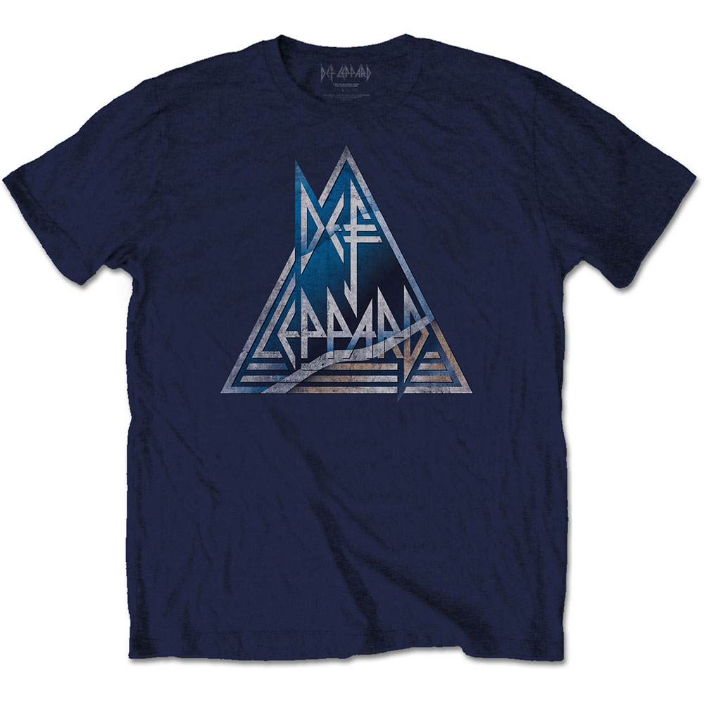 Tričko Def Leppard - Triangle Logo, Unisex,Modrá,XL