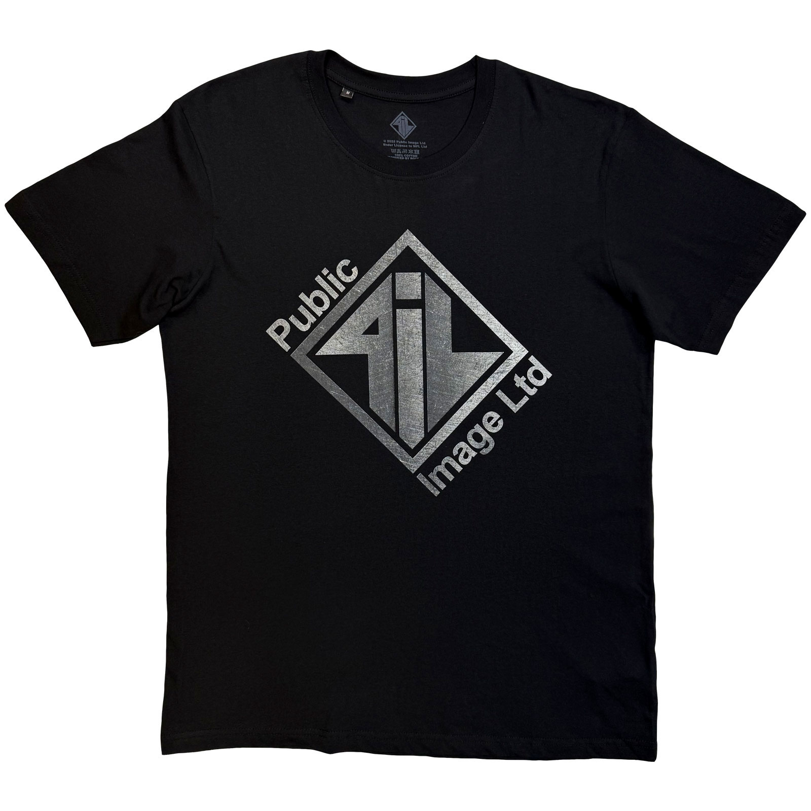 Tričko PIL Public Image Ltd - Brushed Steel Logo & Text, Unisex,Čierna,XXL