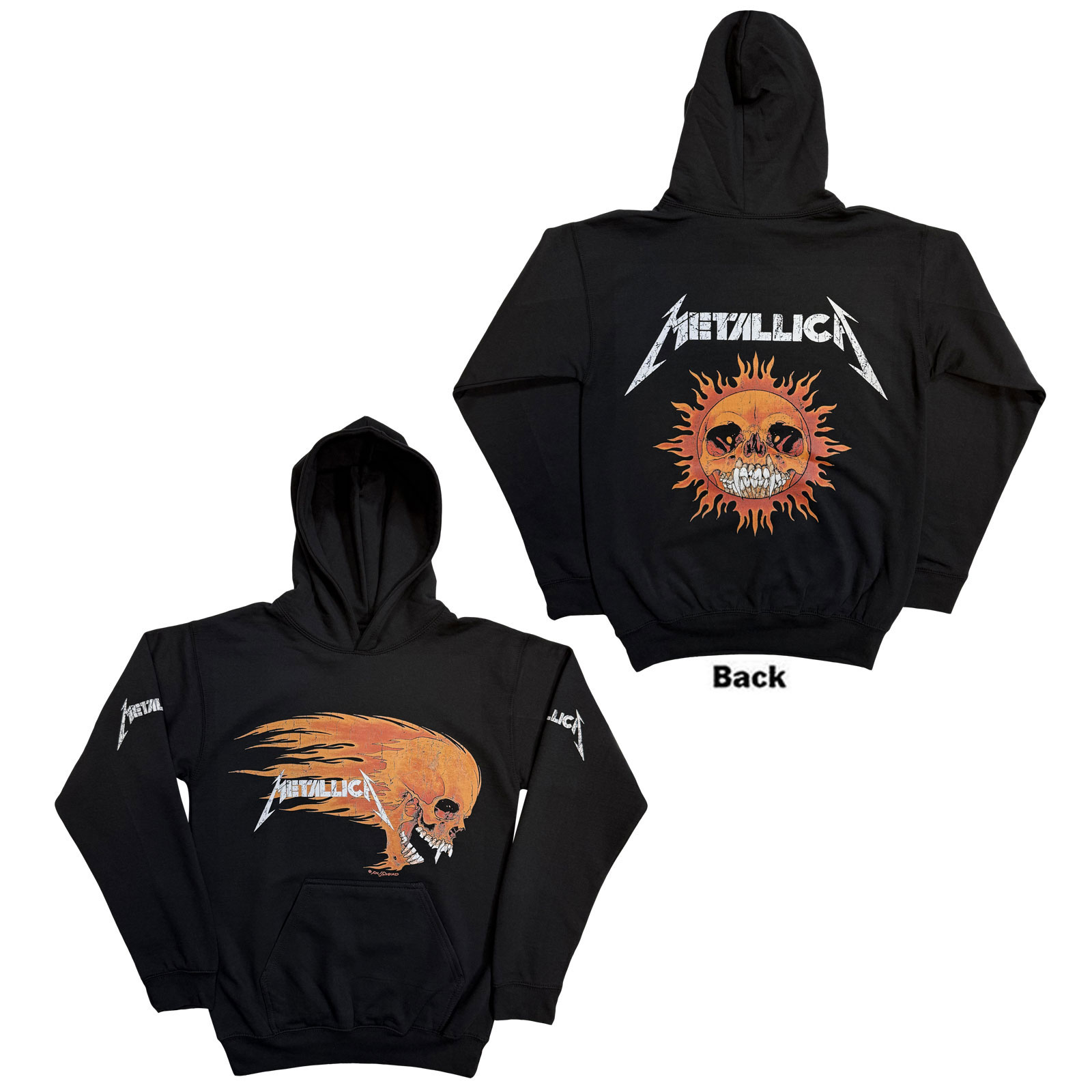 Mikina Metallica - Worn Pushead Flaming Skull, Unisex,Čierna,L