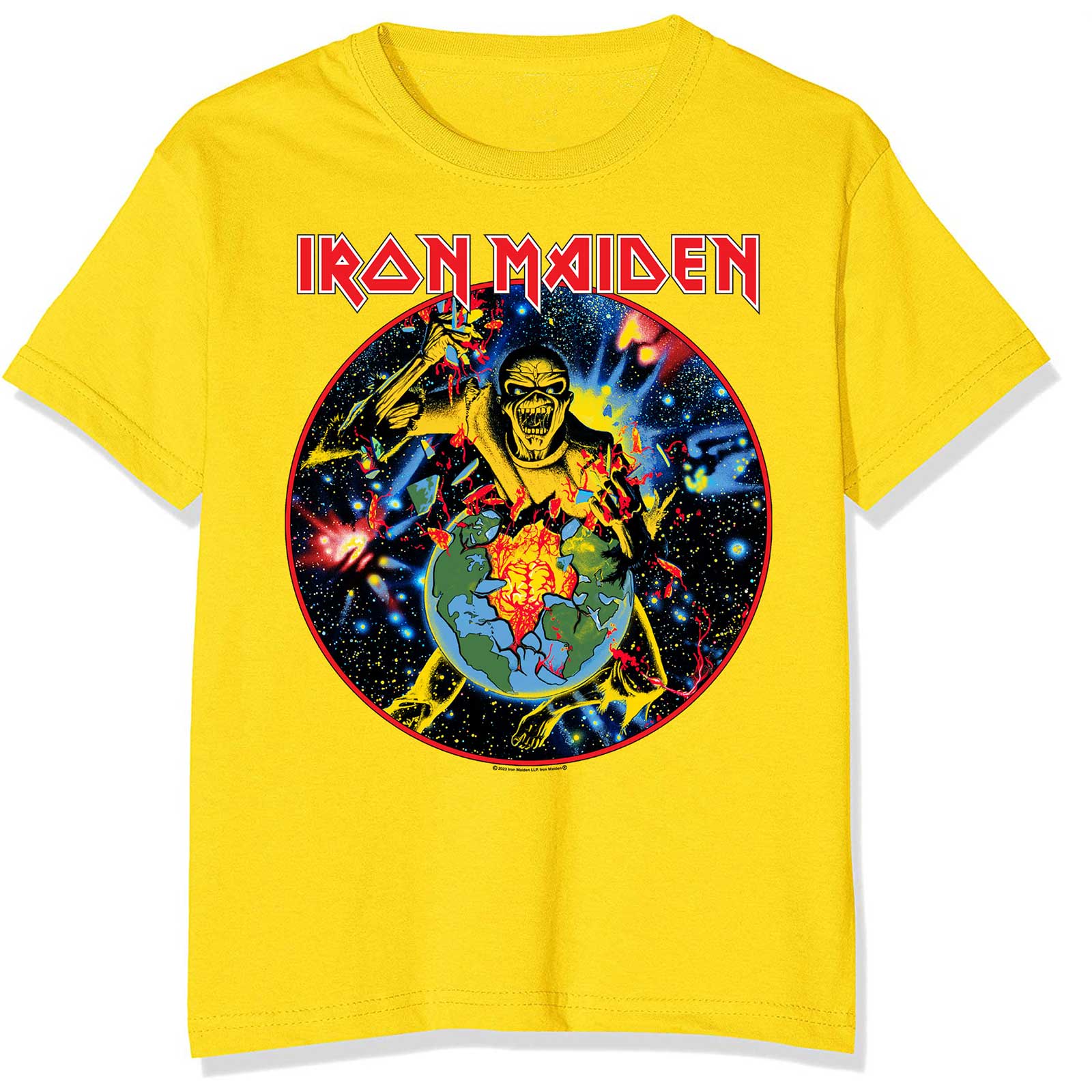 Tričko Iron Maiden - World Piece Tour Circle, Unisex,Žltá,XXL