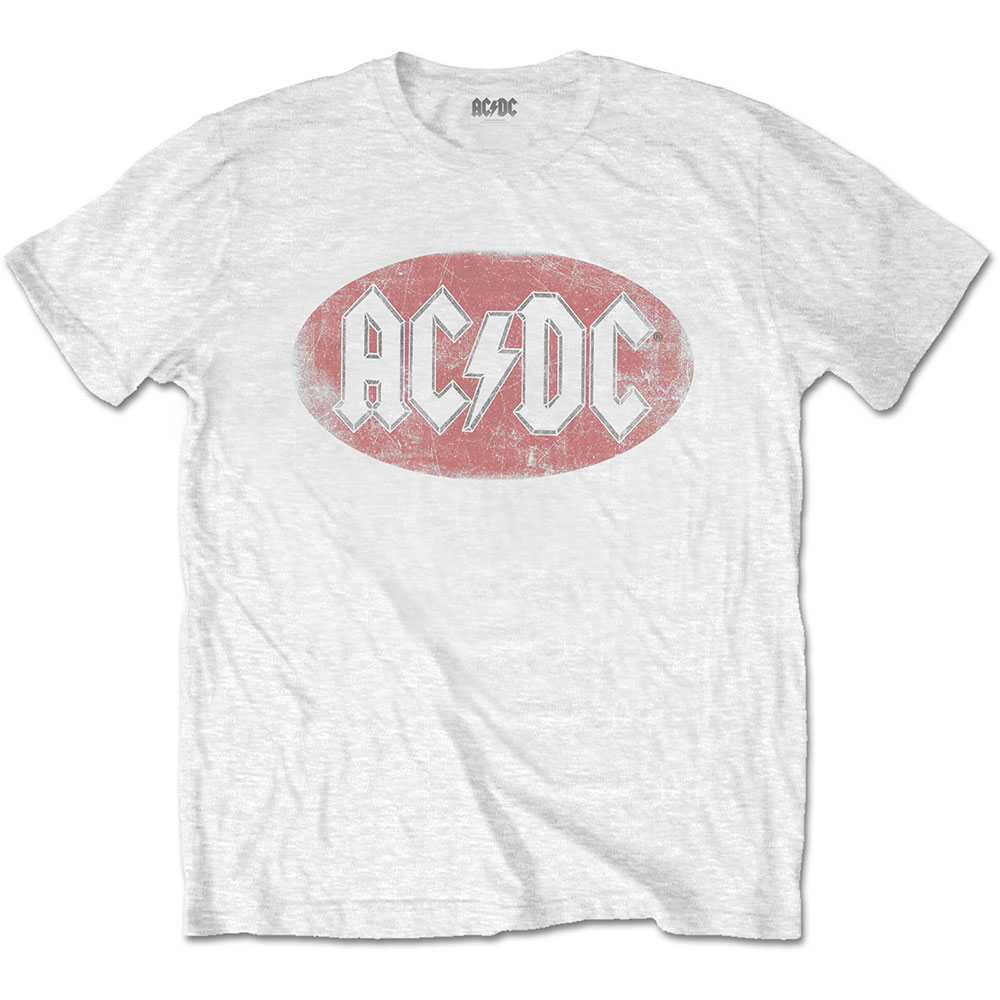Tričko AC/DC - Oval Logo Vintage, Unisex,Biela,XXL