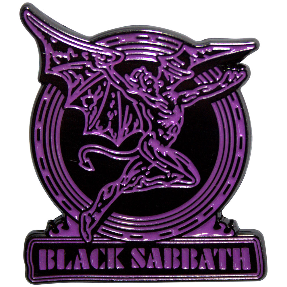 Odznak Black Sabbath - Purple Text Logo & Daemon