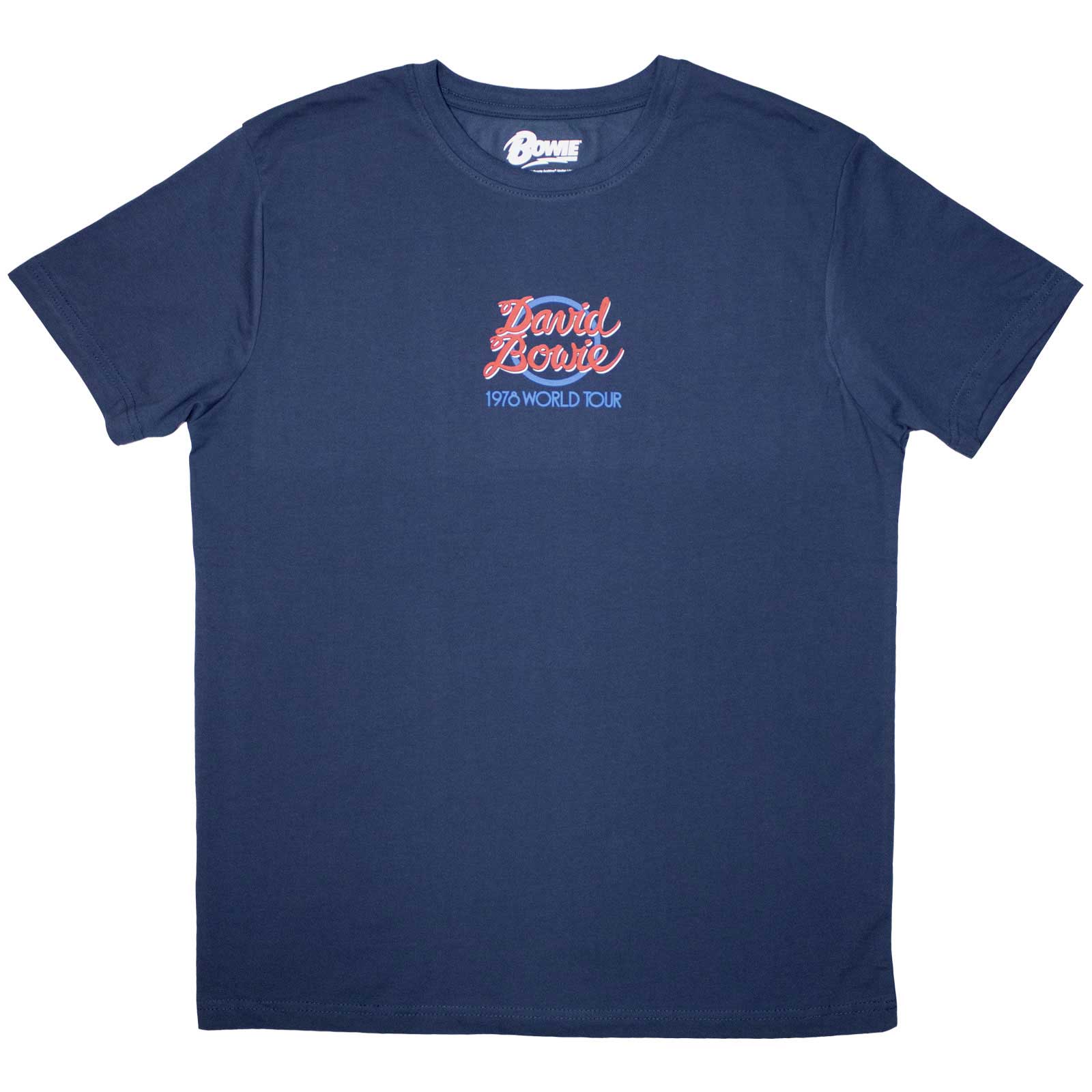 Tričko David Bowie - Mini 1978 World Tour Logo, Unisex,Modrá,XXL