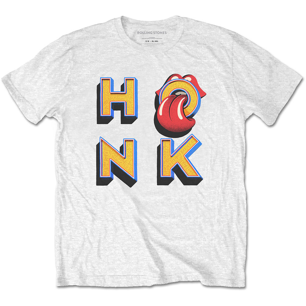 Tričko The Rolling Stones - Honk Letters, Unisex,Biela,XXL