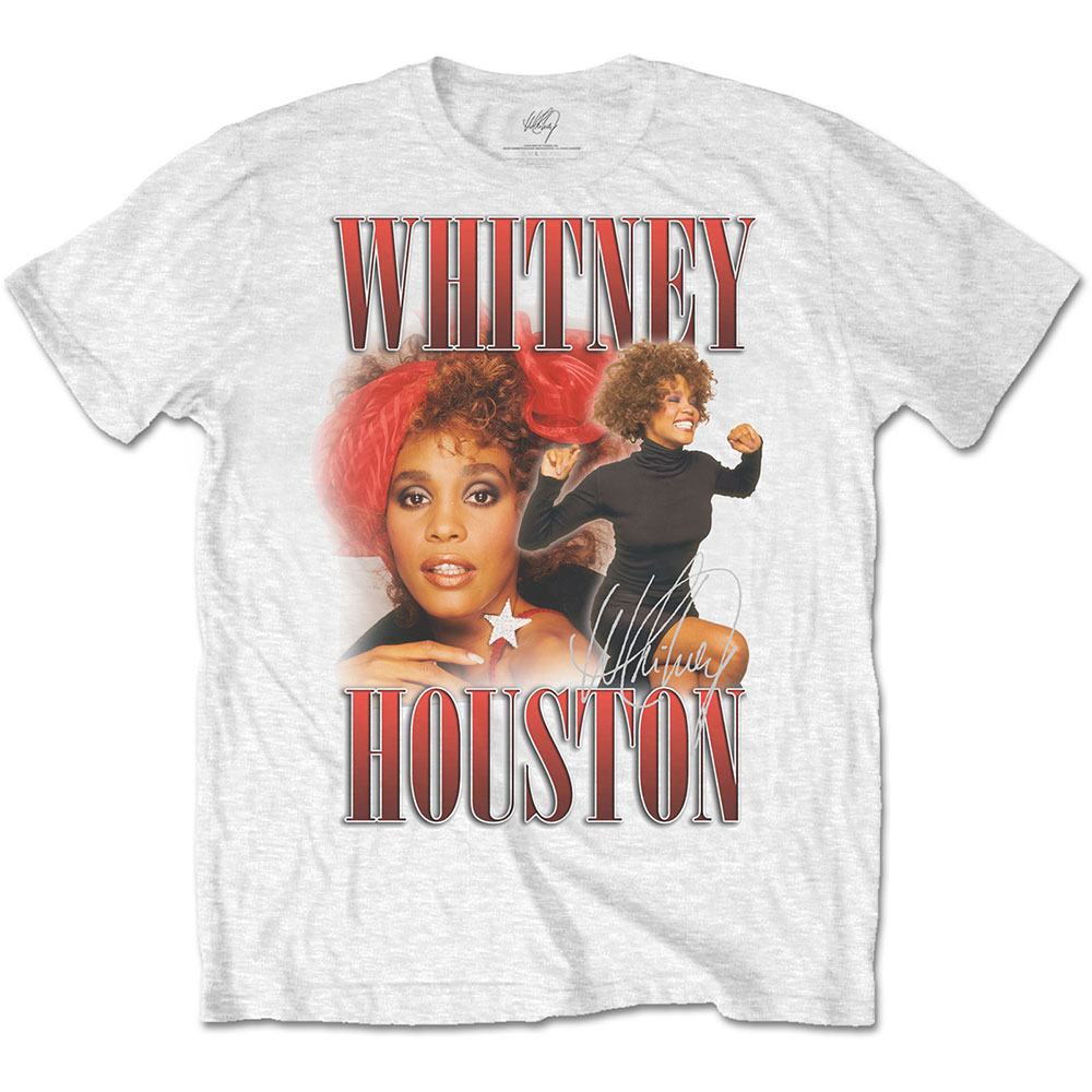 Tričko Whitney Houston - 90s Homage, Unisex,Biela,XXL