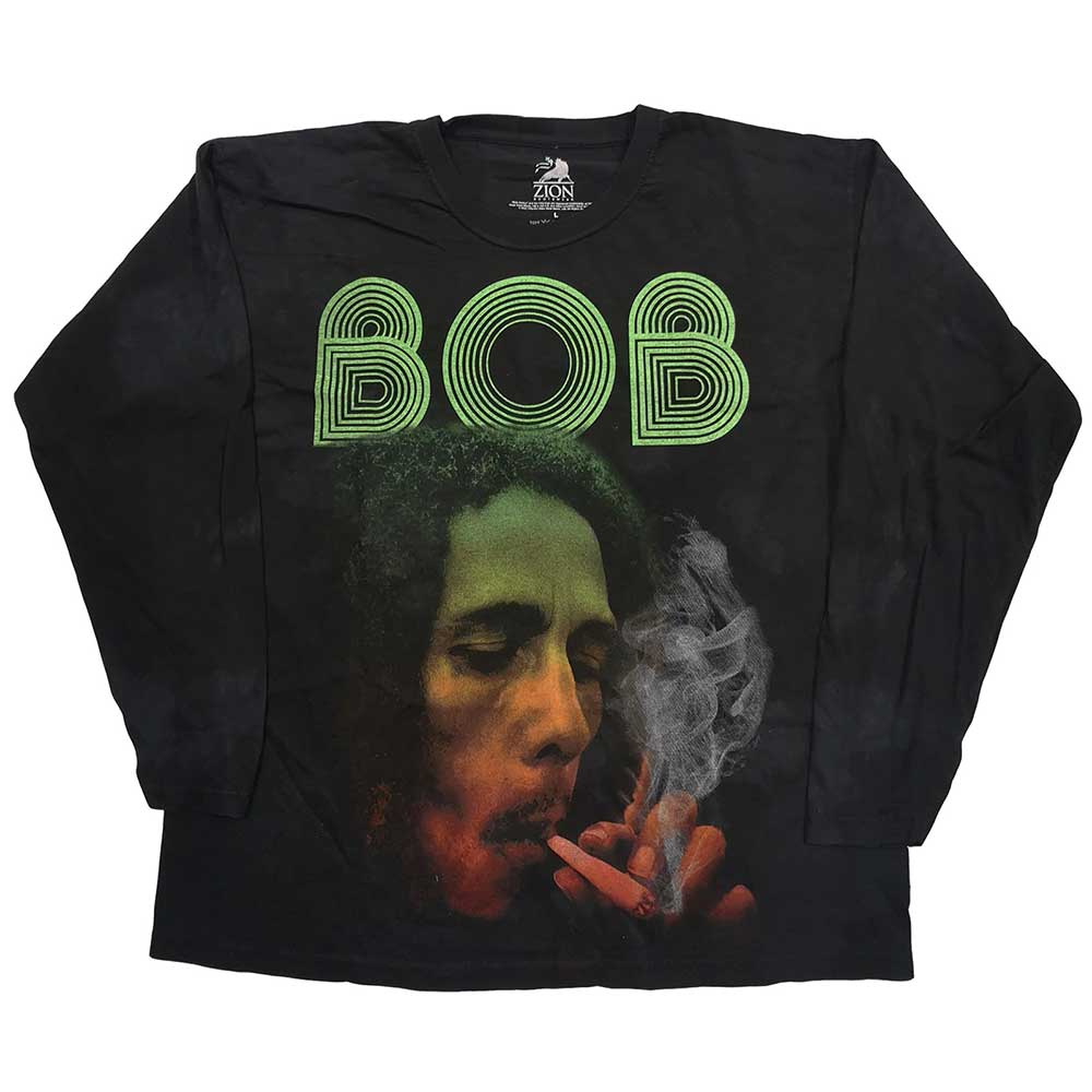 Tričko s dlhým rukávom Bob Marley - Smoke Gradient, Unisex,Čierna,5XL