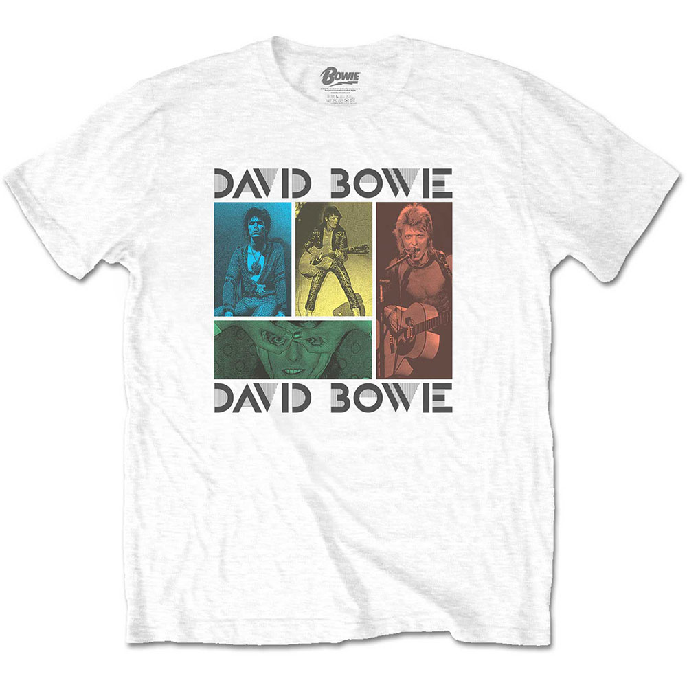 Tričko David Bowie - Mick Rock Photo Collage, Unisex,Biela,XXL