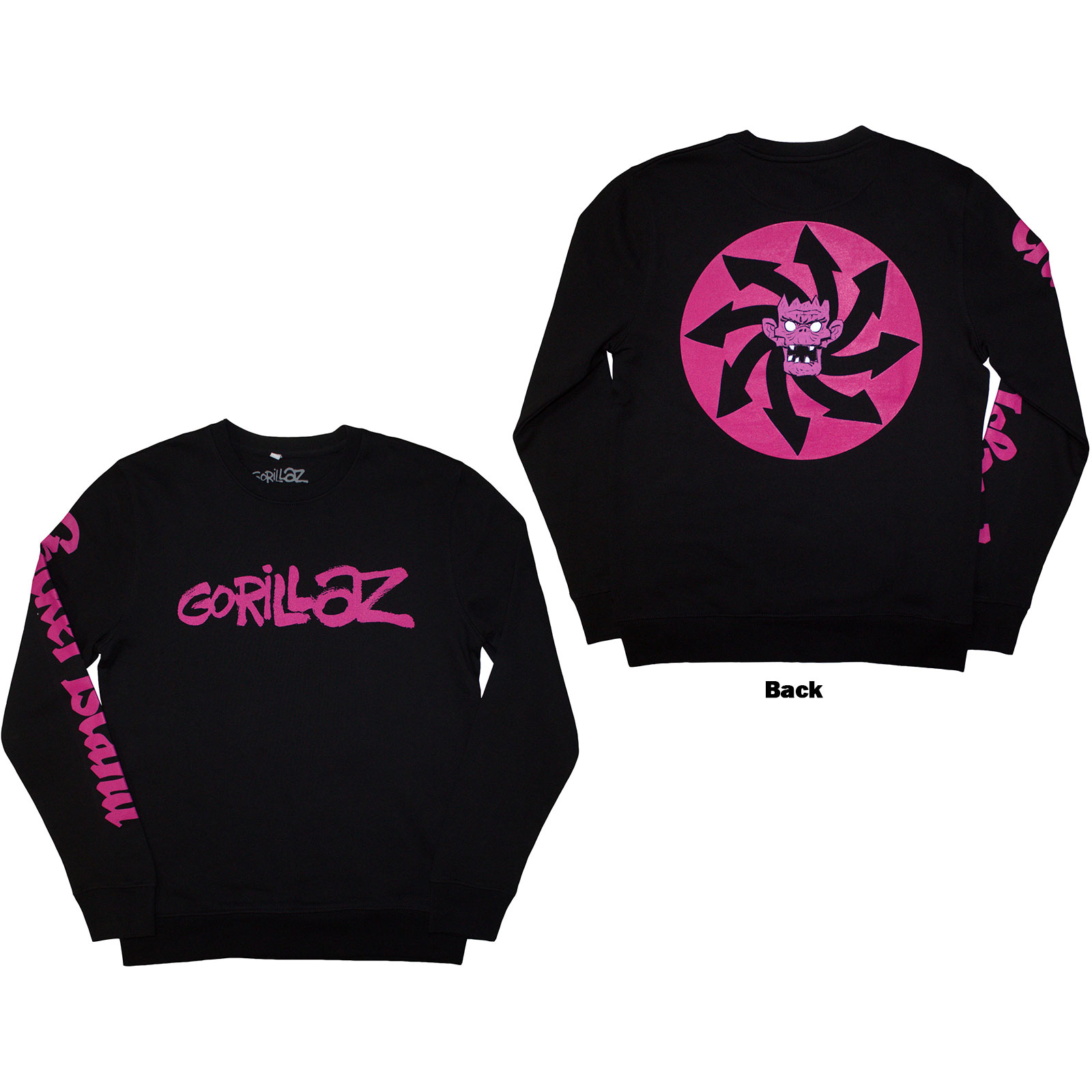 Crewneck Gorillaz - Craker Island Pazuzu Spiral, Unisex,Čierna,XXL