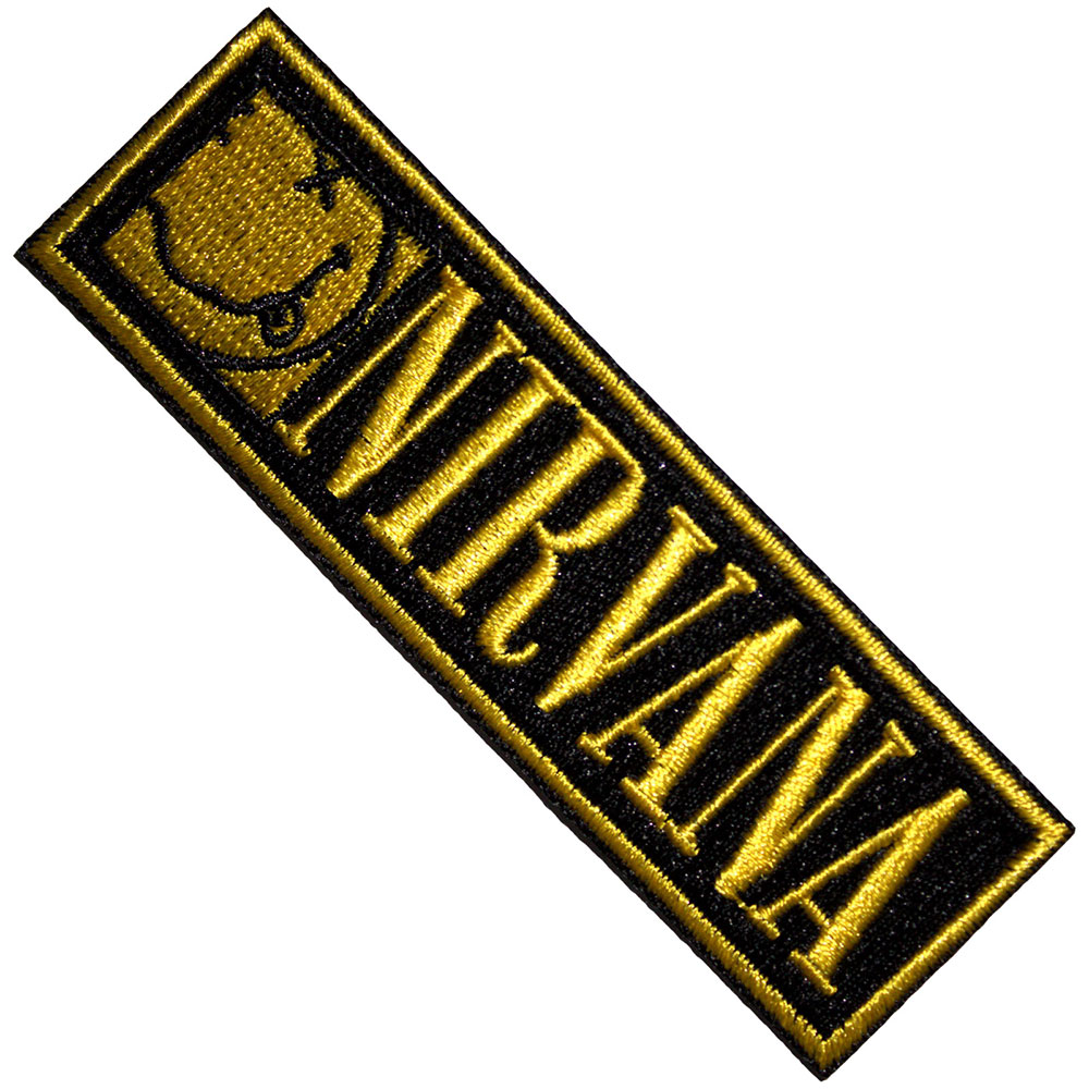 Nažehlovačka Nirvana - Logo & Happy Face Bordered Small