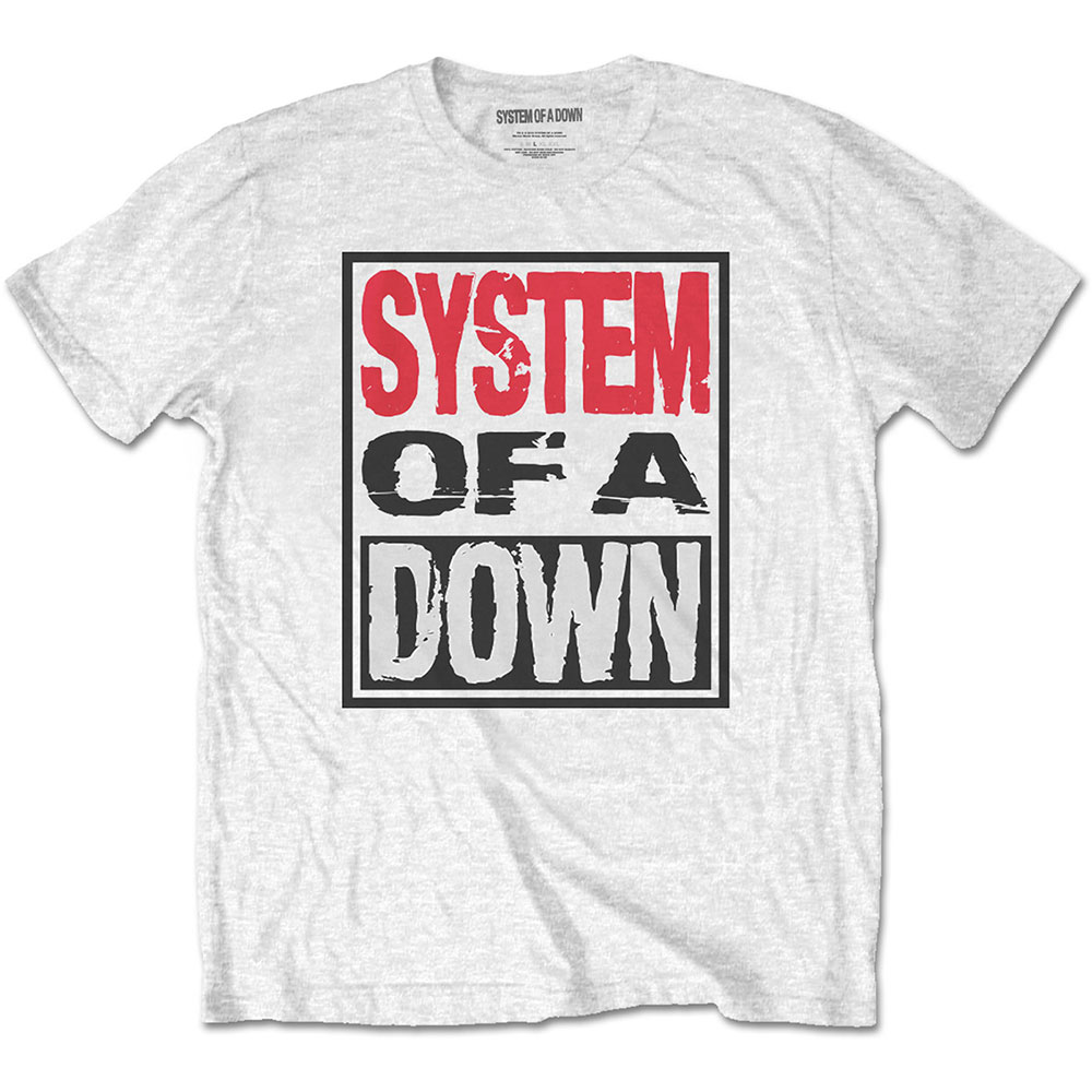 Tričko System of a Down - Triple Stack Box, Unisex,Biela,XXL