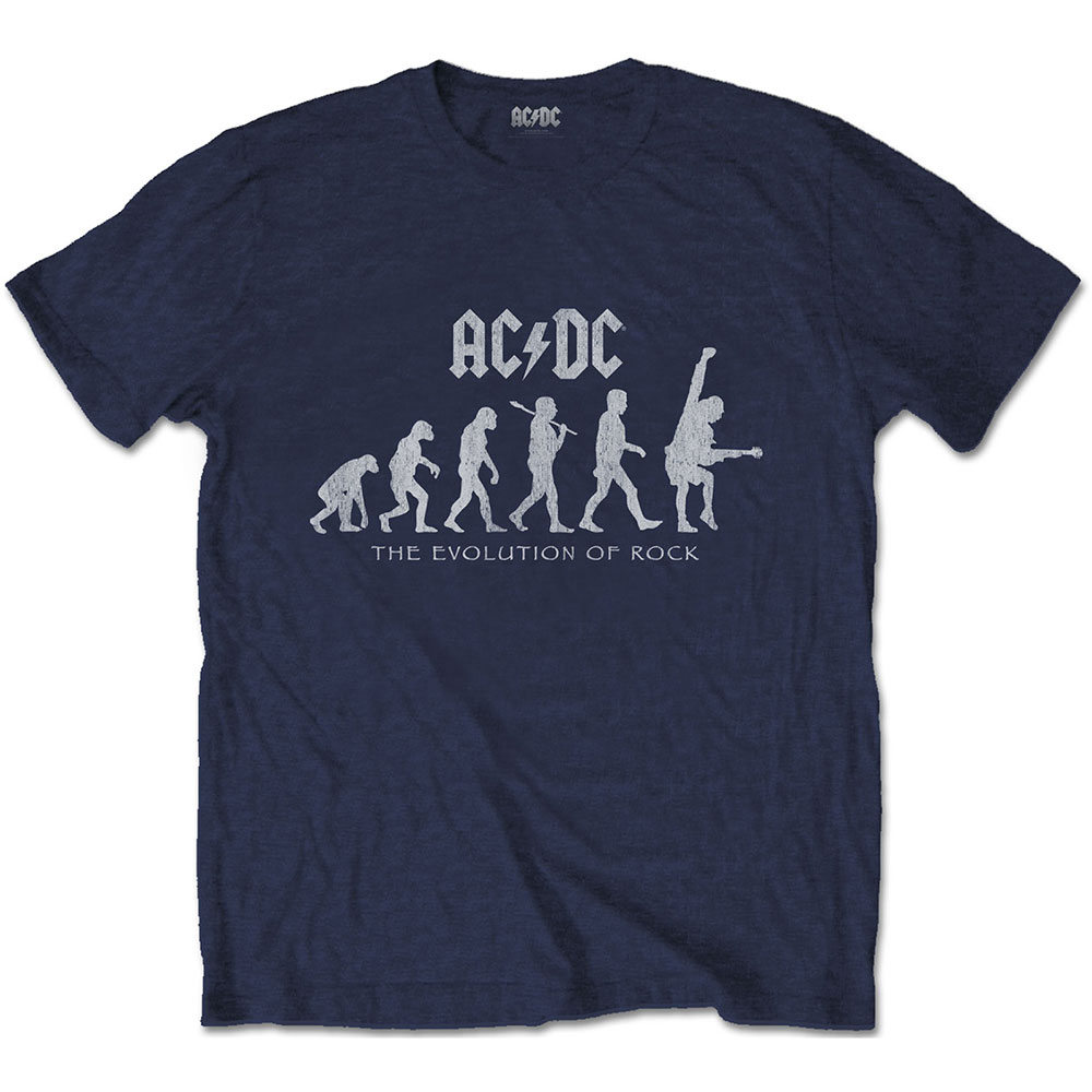 Tričko AC/DC - Evolution of Rock, Unisex,Modrá,XXL