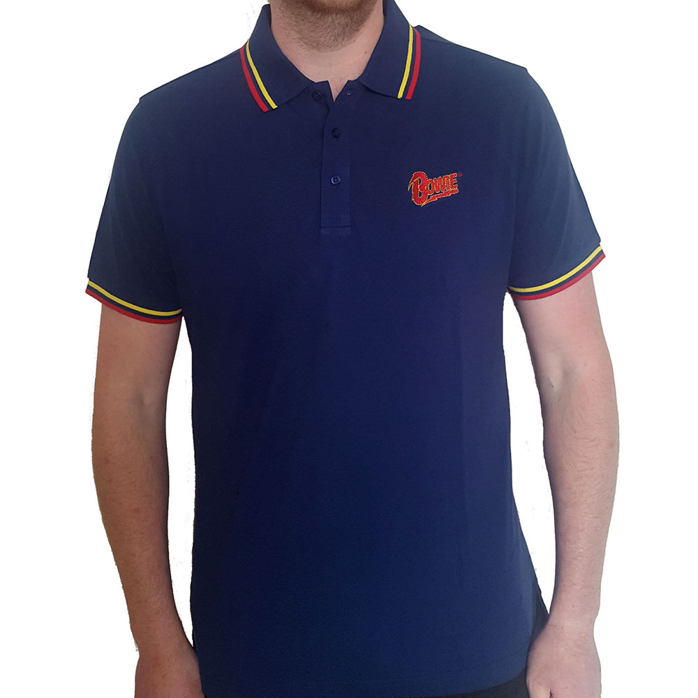 Polokošeľa David Bowie - Flash Logo, Unisex,Modrá,XXL