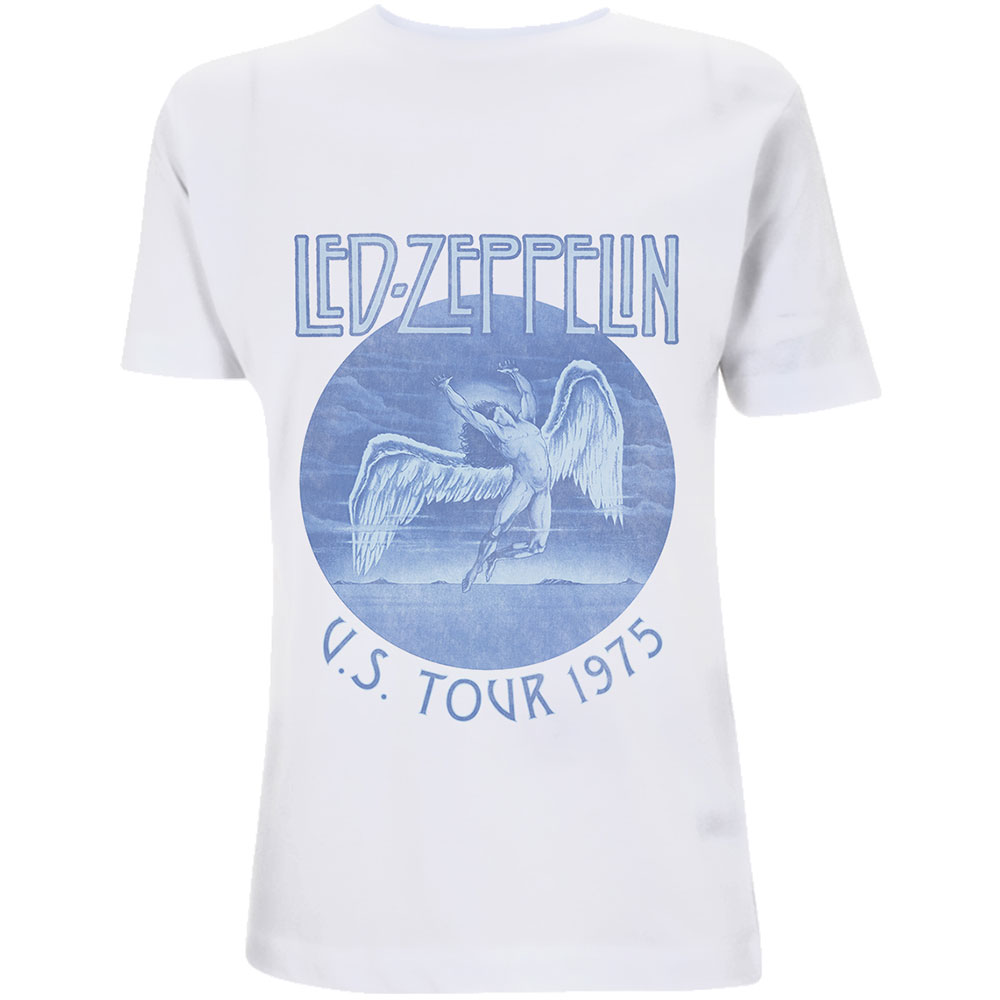 Tričko Led Zeppelin - Tour '75 Blue Wash, Unisex,Biela,XXL