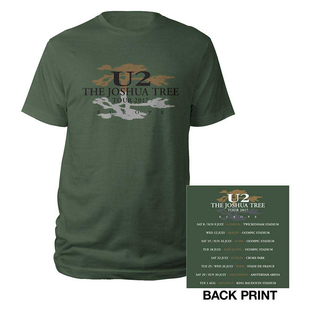 Tričko U2 - Joshua Tree Logo 2017, Unisex,Zelená,L