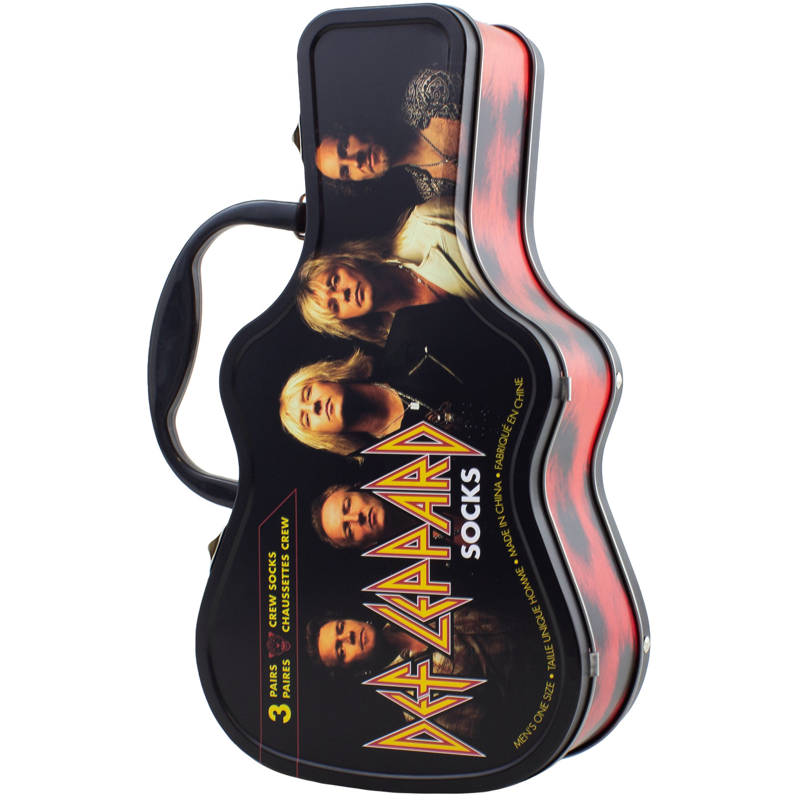 Ponožky Def Leppard - Unisex Sock Guitar Tin: Logos (Multicolour)  (UK Size 6.5 - 11), Unisex,Multicolor,Univerzálna
