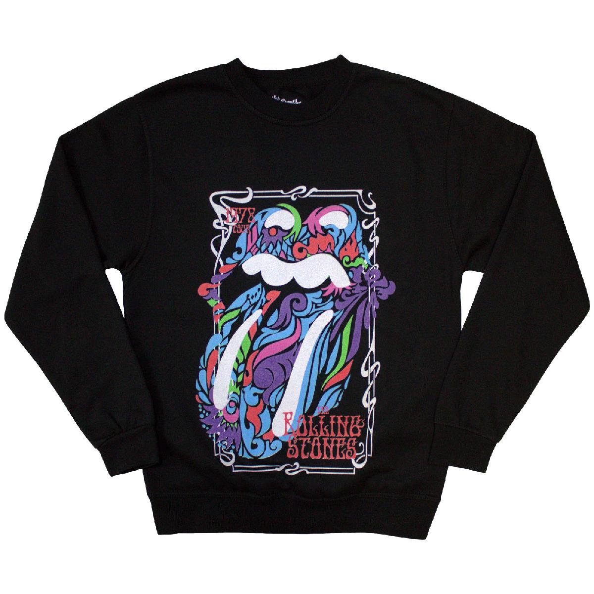 Crewneck The Rolling Stones - Colour Swirls, Unisex,Čierna,XXL