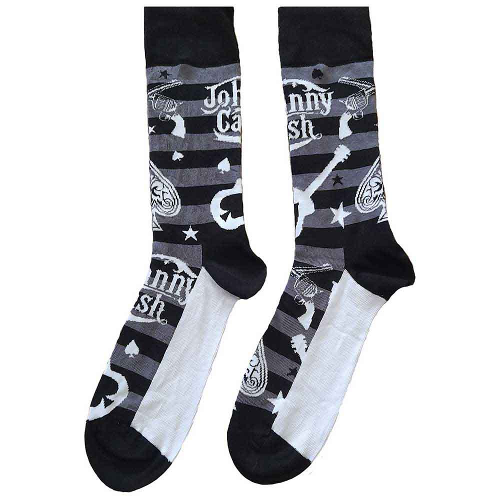 Ponožky Johnny Cash - Guitars 'n Guns, Unisex,Biela,UK 7 - 11