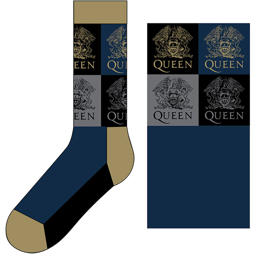 Ponožky Queen - Crest Blocks, Unisex,Modrá,UK 7 - 11