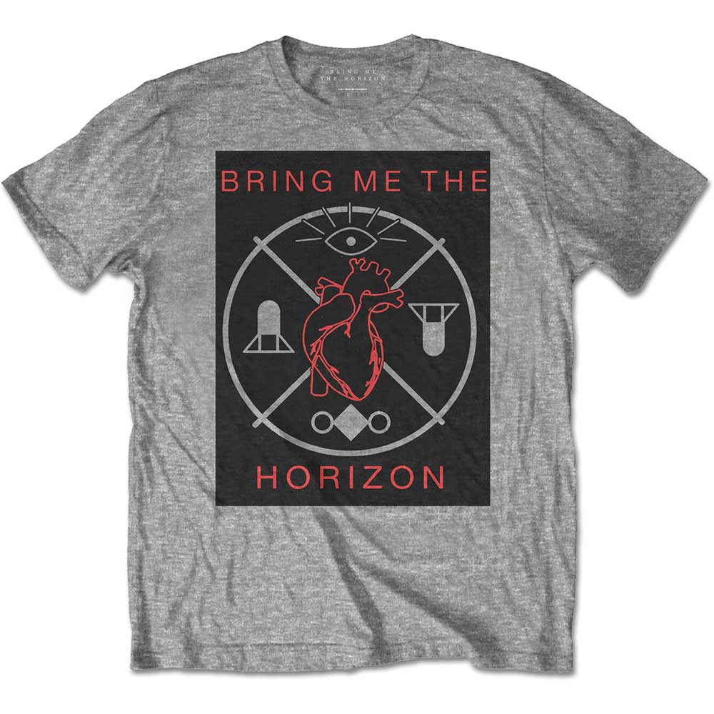 Tričko Bring me the horizon - Heart & Symbols, Unisex,Šedá,L