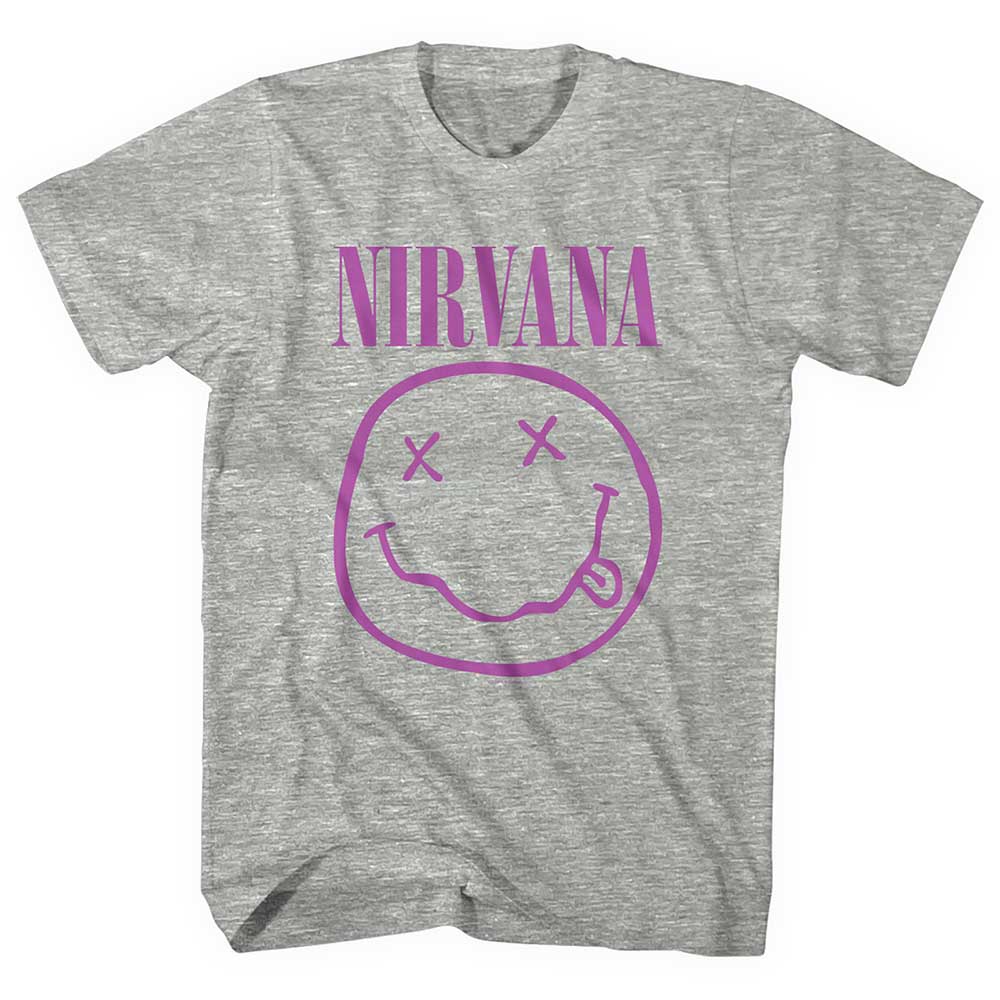 Tričko Nirvana - Purple Smiley, Unisex,Šedá,XXL