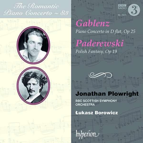 CD Jonathan Plowright - GABLENZ & PADEREWSKI: PIANO CONCERTOS