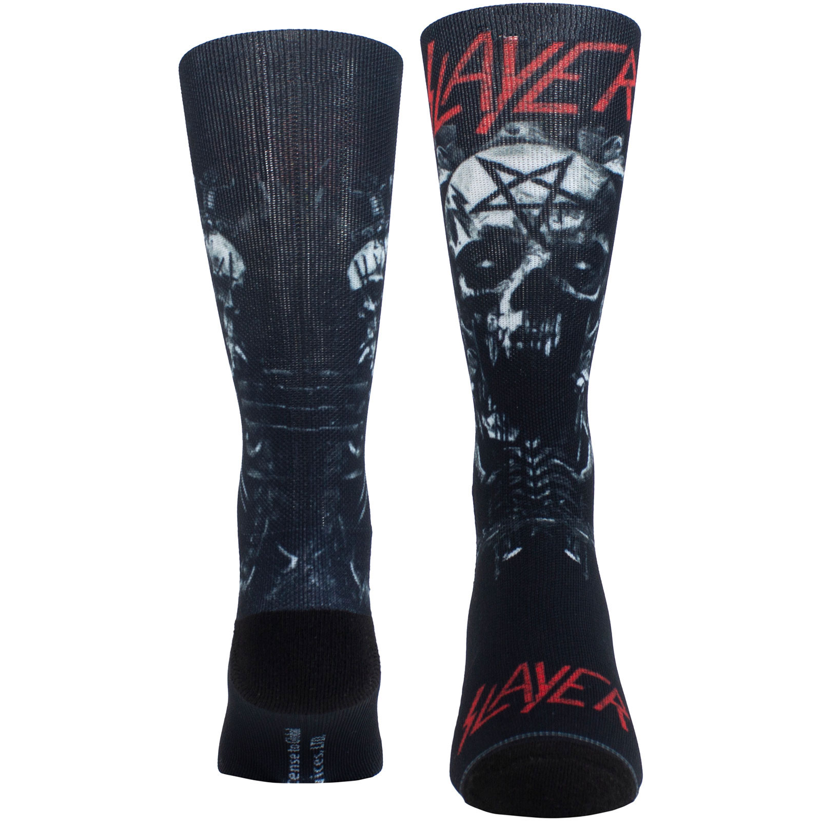 Ponožky Slayer - Unisex Crew Socks: Skulls & Pentagram Sublimation (Black) (UK Size 6.5 - 11), Unisex,Čierna,Univerzálna