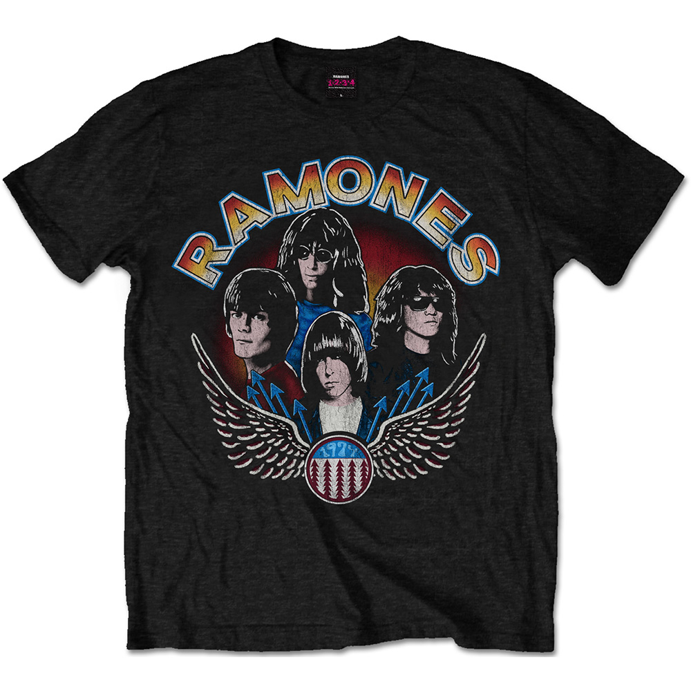 Tričko Ramones - Vintage Wings Photo, Unisex,Čierna,XL