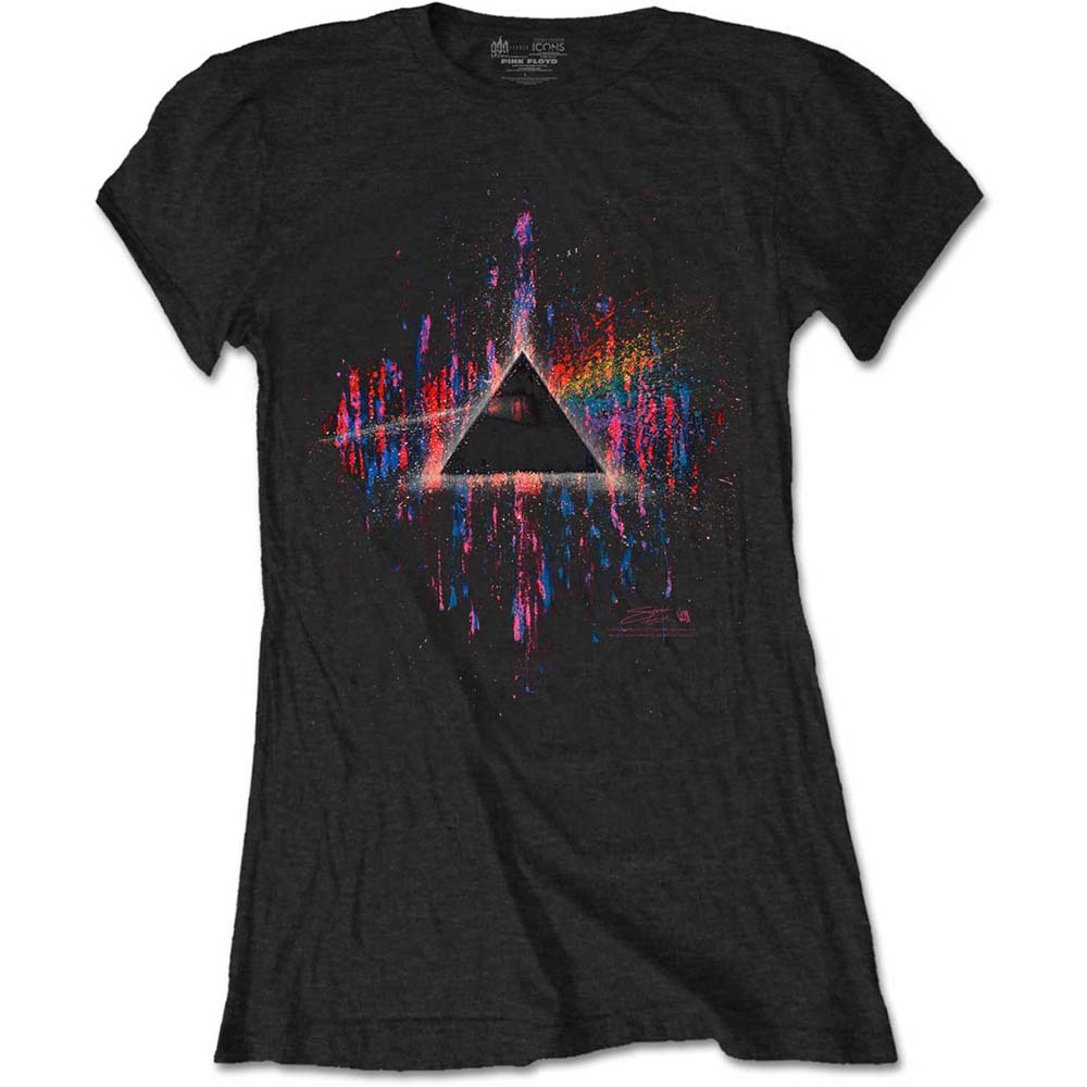 Tričko Pink Floyd - Dark Side of the Moon Pink Splatter, Žena,Čierna,XXL